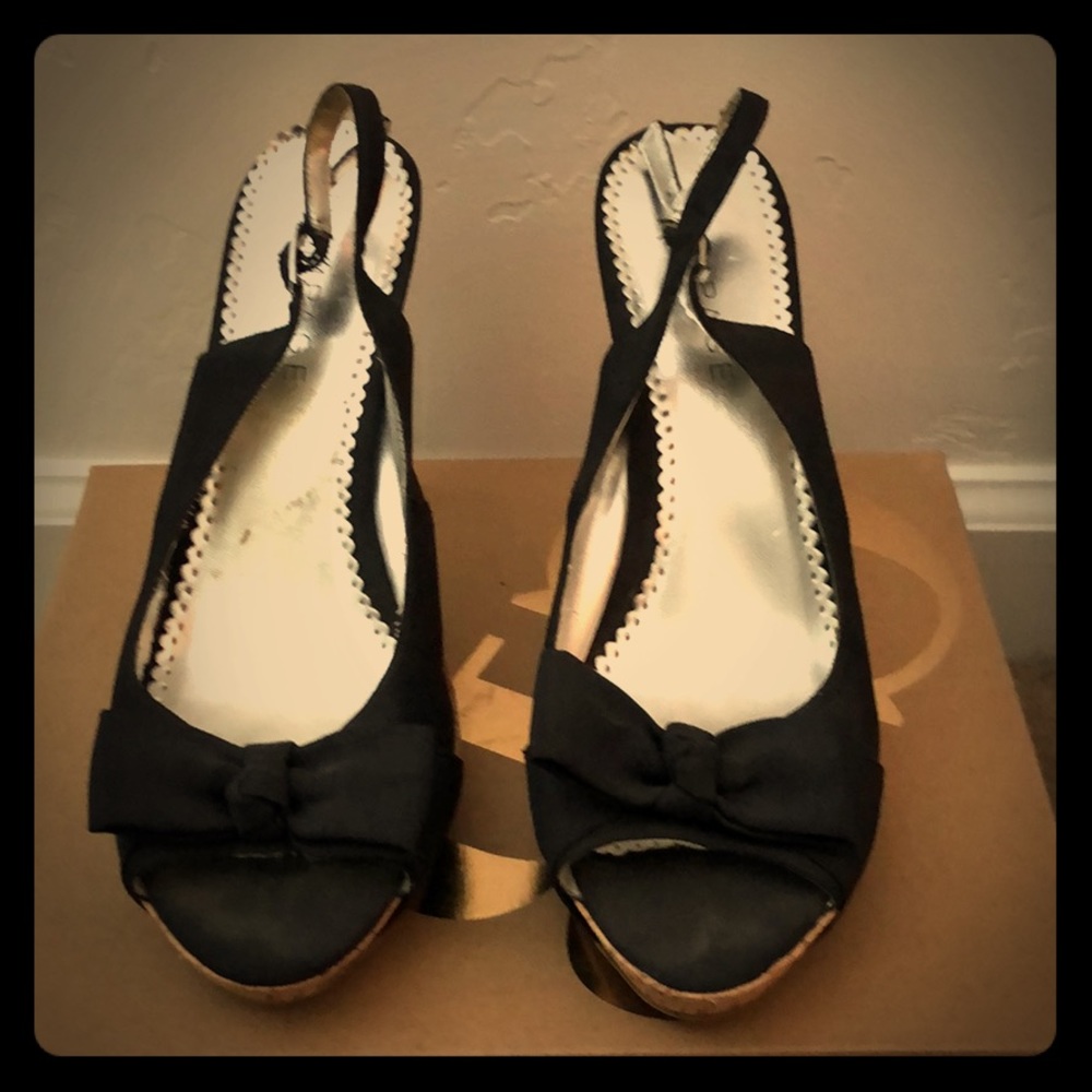 Bow peep toe heels